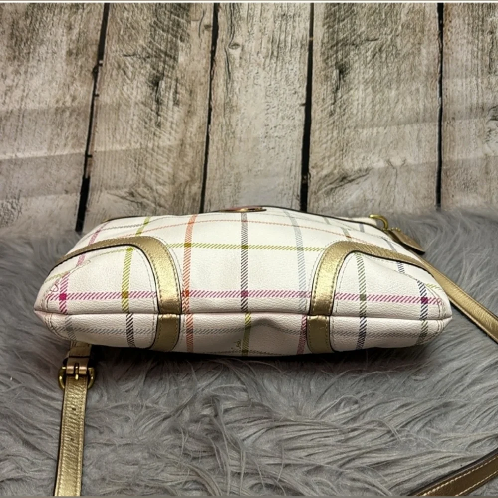 Coach Peyton Tattersal Plaid Rainbow GoldAccent Plaid Messenger Crossbody Bag - Picture 4 of 9